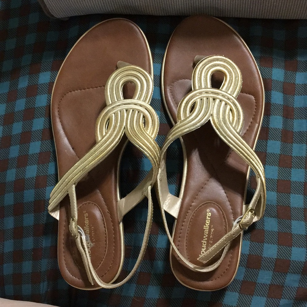 Gold Sandals by Cloud walker plus Size 10W